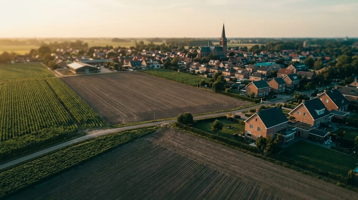 West-Brabantse agrarische velden bij gouden uur. Etten-Leur agribusiness.