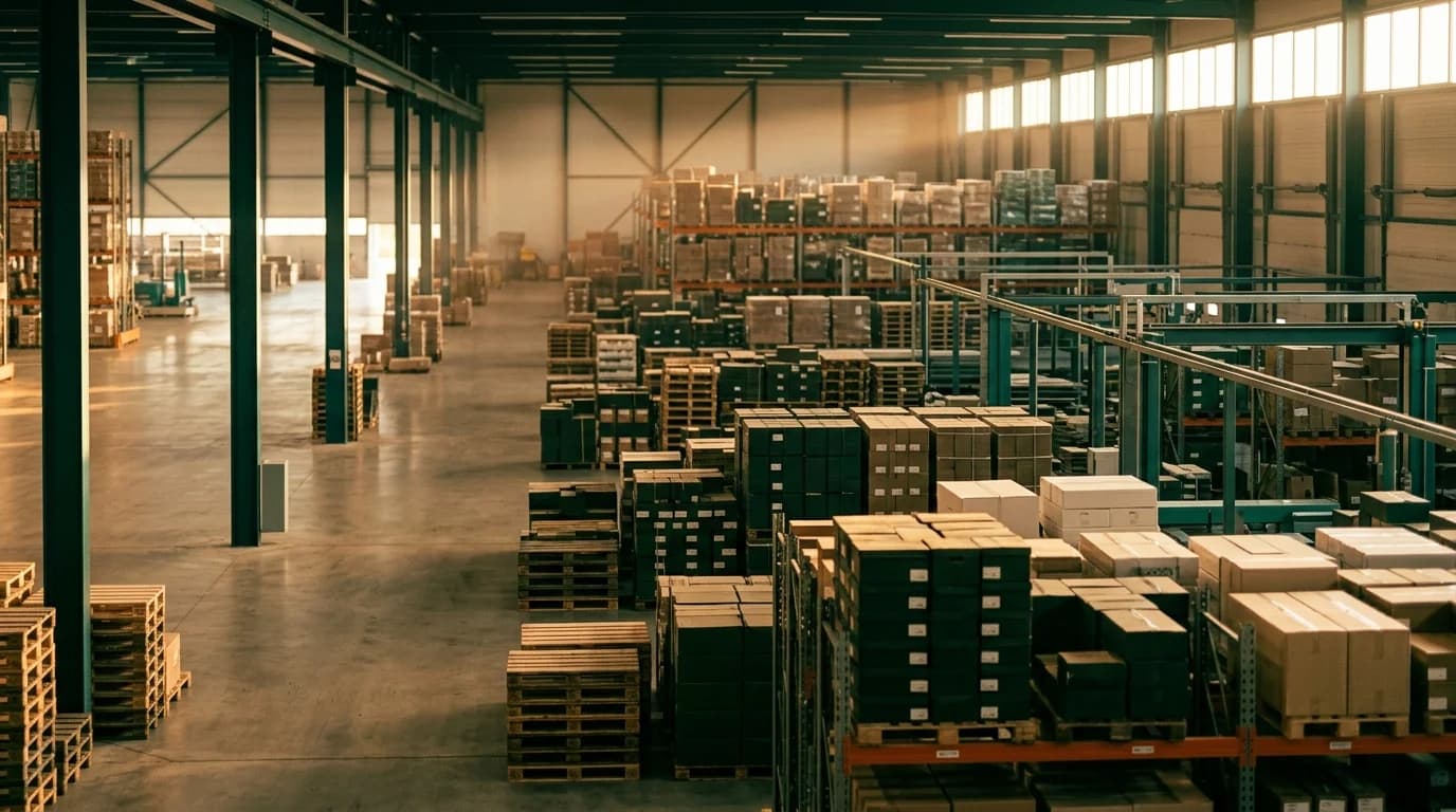 Logistiek-magazijn bij gouden uur. Roosendaal logistiek knooppunt.
