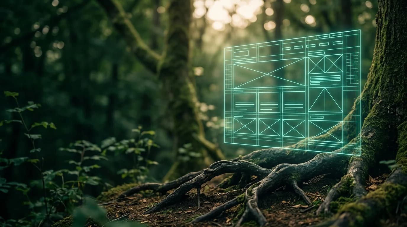 UX wireframe in bos. Ontwerp je conversiegerichte website van de grond af, met sterke wortels.