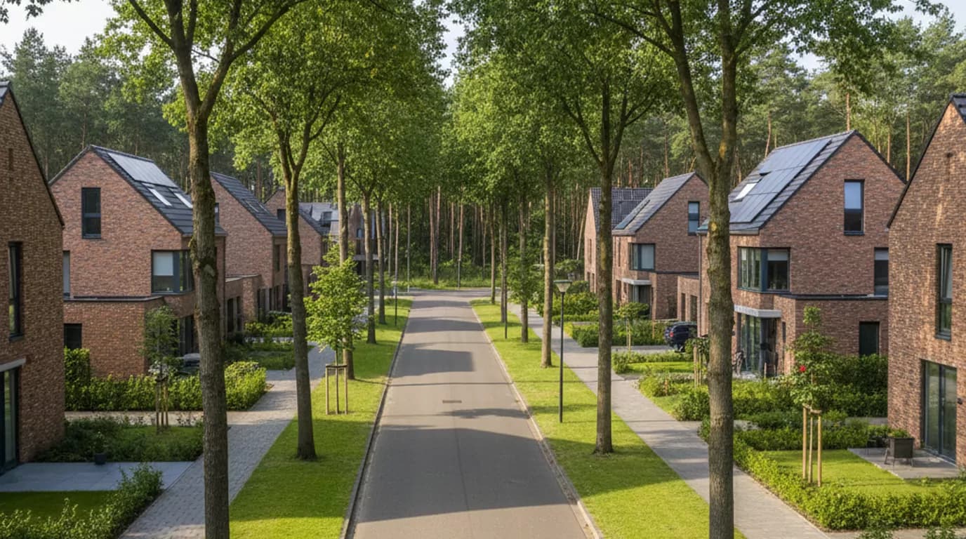 Luchtfoto Best bij gouden uur. Organiq Grow marketingbureau voor MKB in Best.