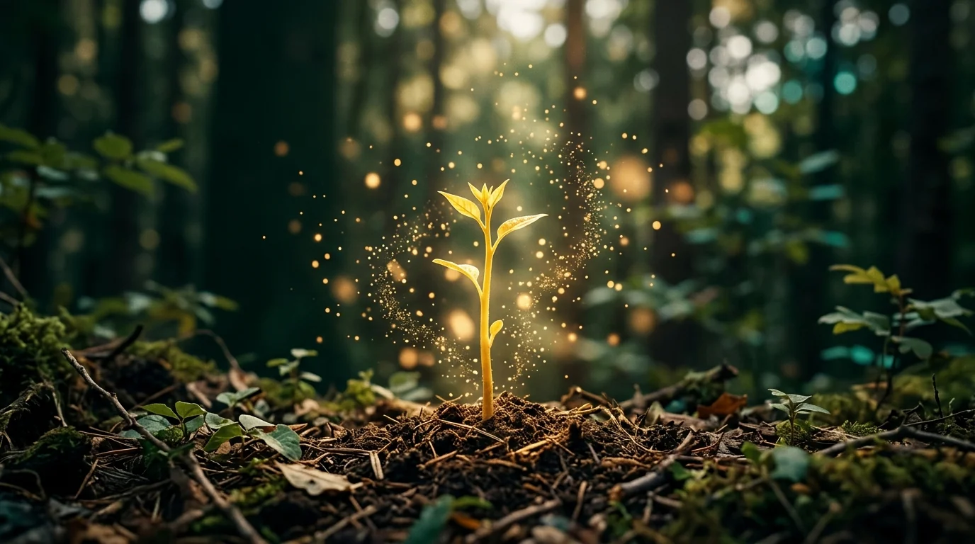 Radiant golden seedling with light amplification — targeted Google Ads reach.