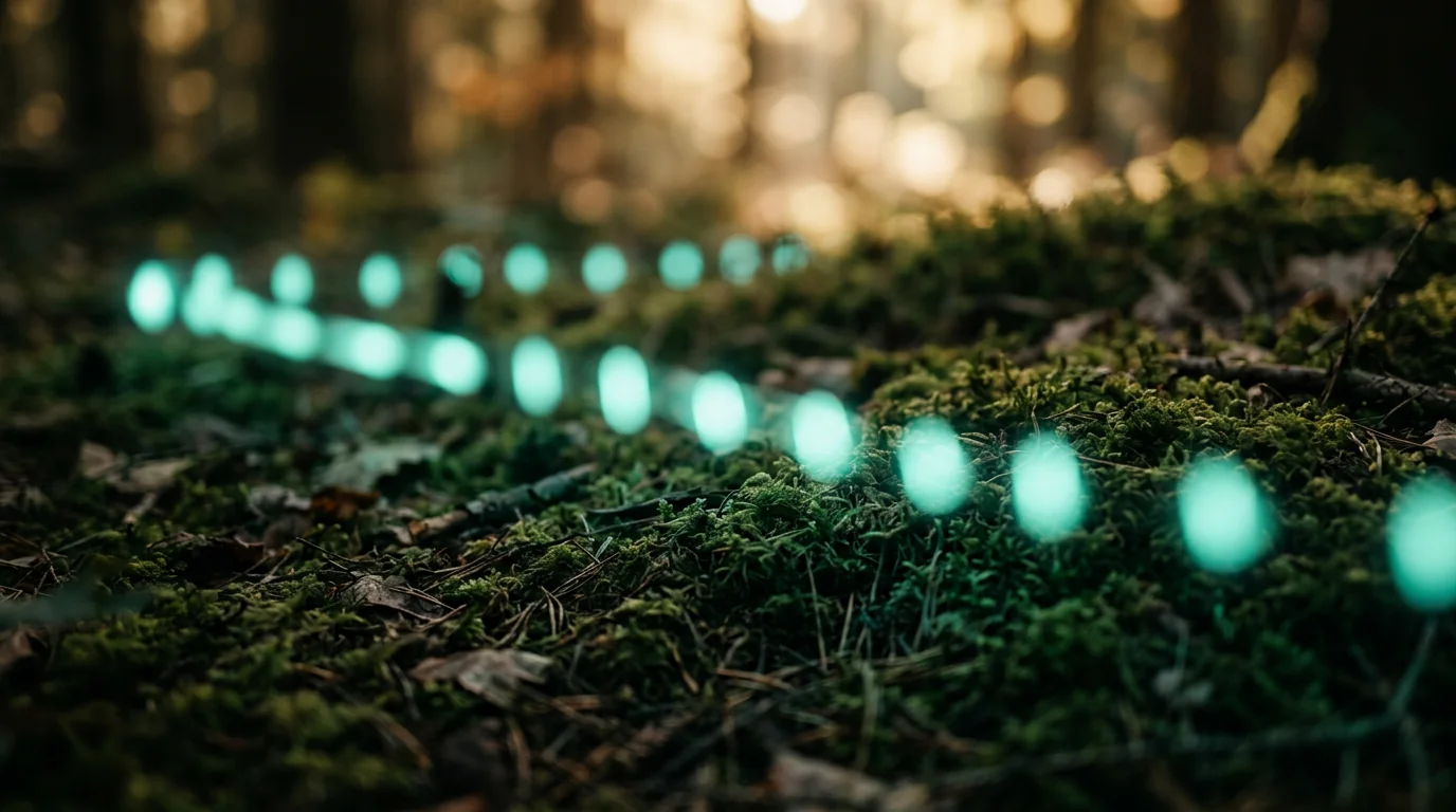 Rhythmic teal pulses across forest-floor — content calendar consistency.