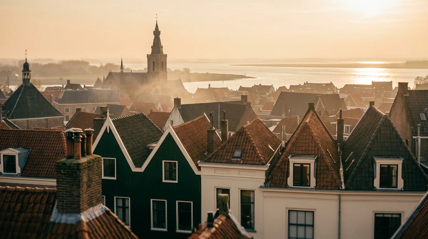 Markiezenhof-toren bij gouden uur. Bergen op Zoom heritage.