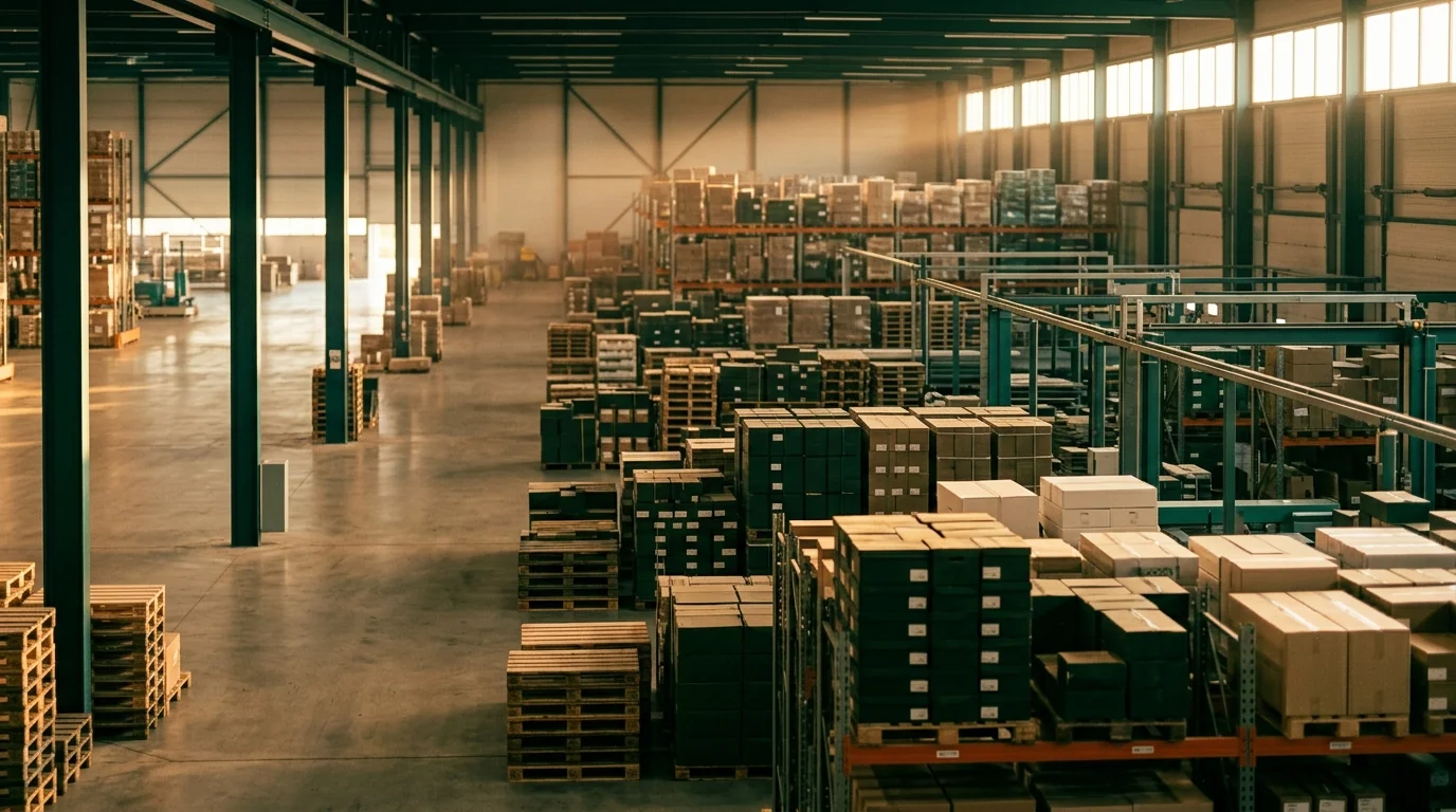 Logistiek-magazijn bij gouden uur. Roosendaal logistiek knooppunt.